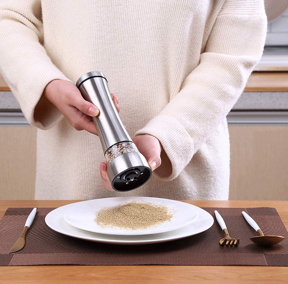 Premium Salt and Pepper Grinder Set - Adjustable Ceramic Spice Mill with Stainless Steel Body for Kitchen, Dining & BBQ - Perfect for Seasoning Steaks, Salads & Home Cooking