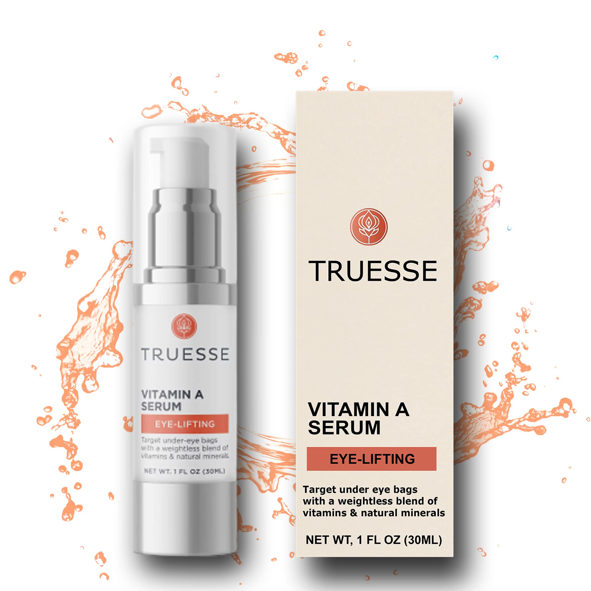 TRUESSE Vitamin A & E Serum for Under-Eye Bags - Ayurvedic Firming & Tightening Face Serum (1 fl oz) - Reduce Dark Circles & Wrinkles for Youthful Skin | Perfect for Night Routine & Anti-Aging Skincare