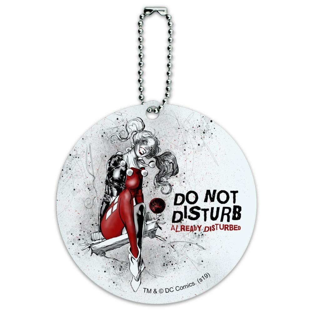 Harley Quinn Disturbed Round Luggage ID Tag - Durable Suitcase Name Tag for Carry-On Bags | Perfect for Travel, Cosplay & Comic Conventions