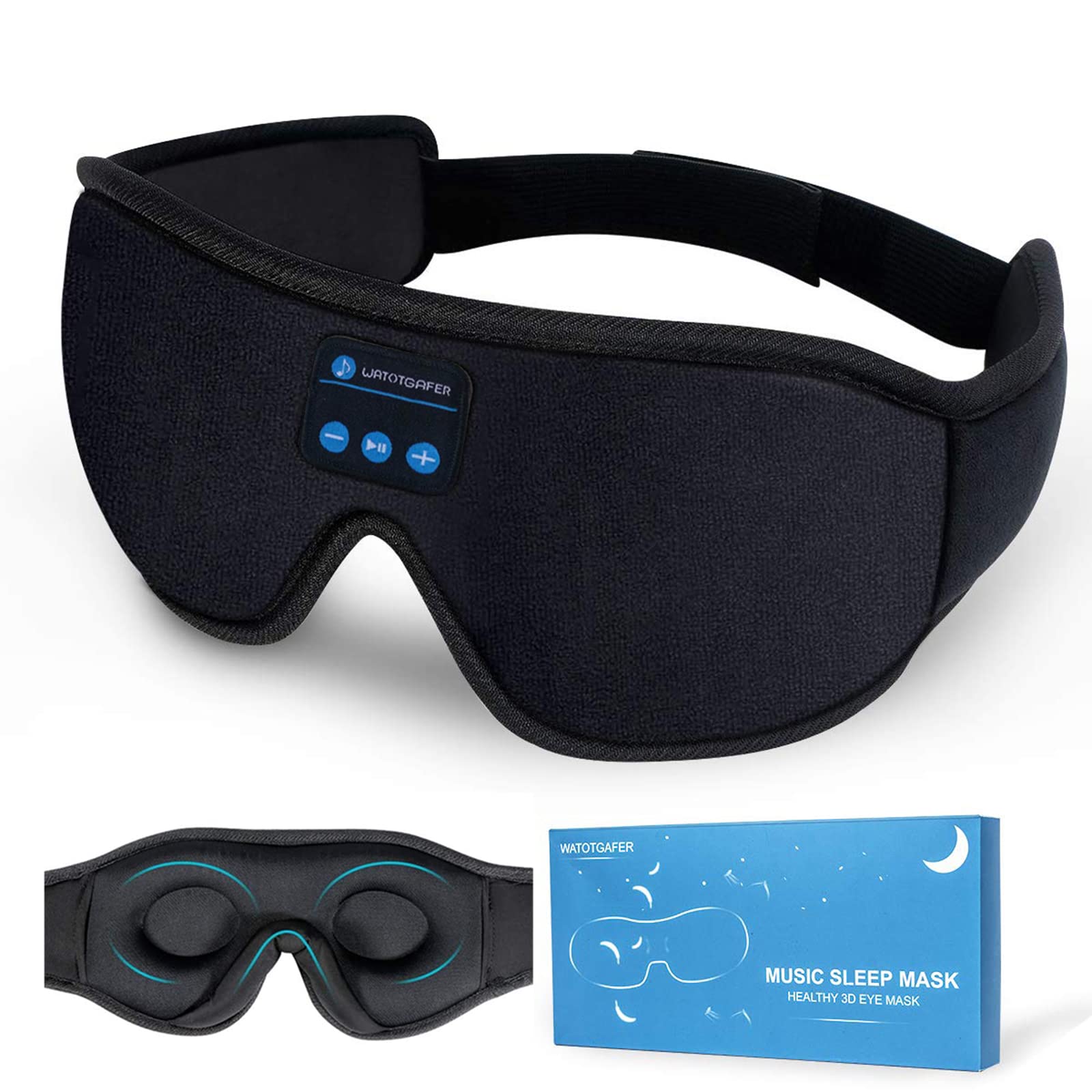 Bluetooth 5.0 Sleep Headphones & 3D Eye Mask - Wireless Washable Sleeping Headphones with Ultra Thin Speakers for Side Sleepers, Hands-Free Mic - Perfect for Insomnia Relief & Travel Comfort
