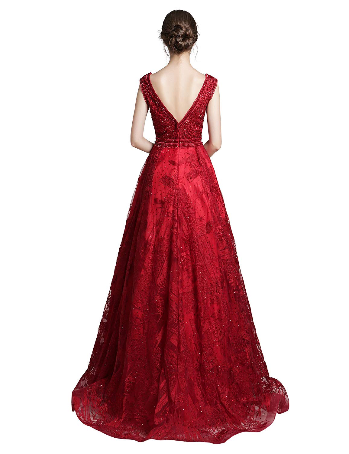 Sarahbridal Women's Long Beaded Pearl Prom Evening Dresses 2022 - Elegant Wedding Party Ball Gowns for Homecoming, Formal Events & Special Occasions