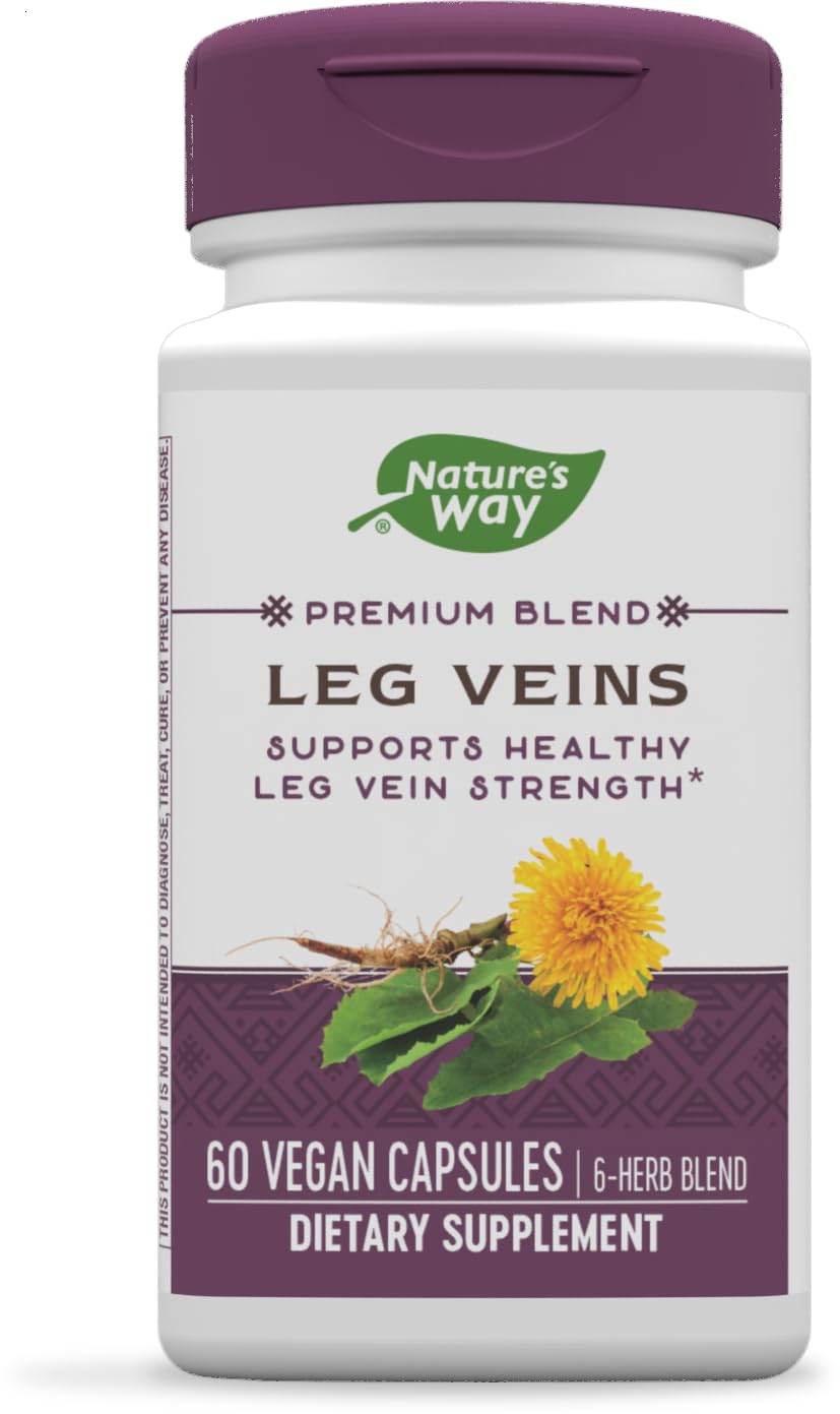 Nature's Way Leg Veins Support Supplement - Promotes Healthy Circulation & Vein Function for Women & Men - Ideal for Travel, Standing Jobs & Varicose Vein Relief