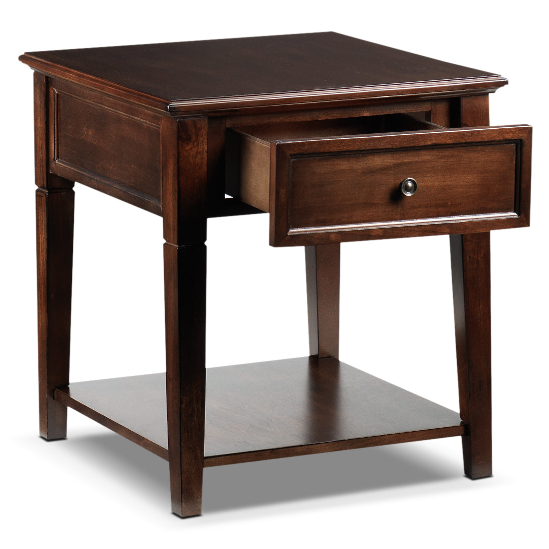 Modern Coventry End Table in Espresso Finish - Perfect for Living Room, Bedroom, or Office Side Table - Sturdy Wooden Nightstand with Storage Shelf