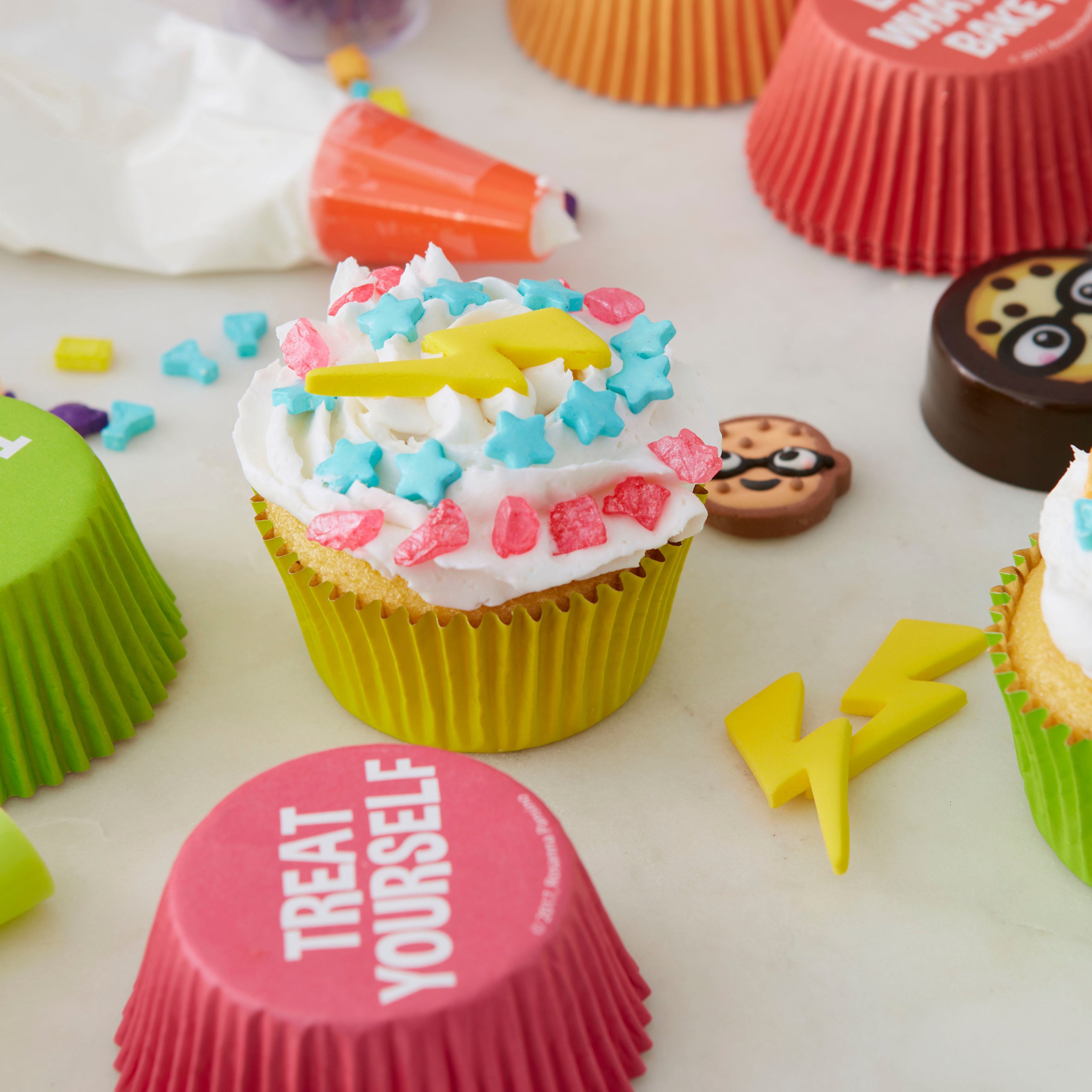 ROSANNA PANSINO by Wilton Lightning Bolt Icing Decorations - 12-Pack Cupcake Toppers for Birthday Cakes, Party Desserts & Baking Decorations
