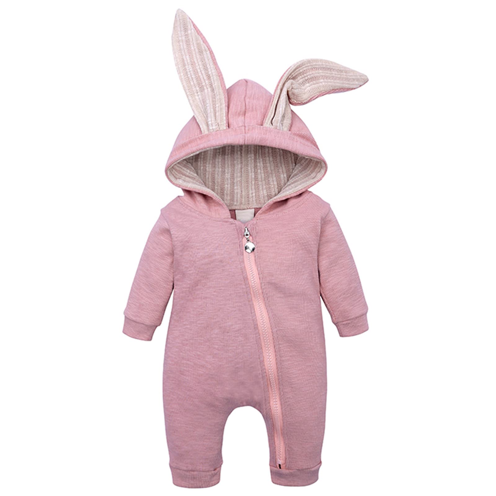 Baby Zipper Rabbit Hooded Romper - Soft Cotton Jumpsuit for Infant Girls & Boys | Perfect for Playtime, Outings & Photo Shoots
