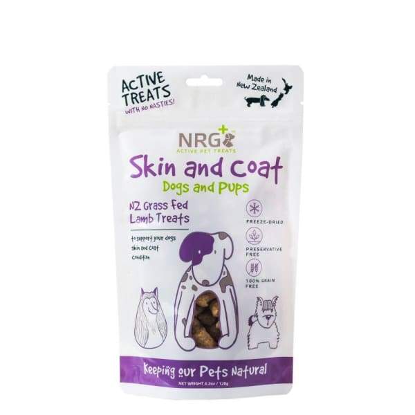 NRG+ Active Skin and Coat Care Freeze-Dried Dog Treats - Healthy Snacks for Dogs with Sensitive Skin & Shiny Coat - Perfect for Training, Rewards, and Daily Supplements