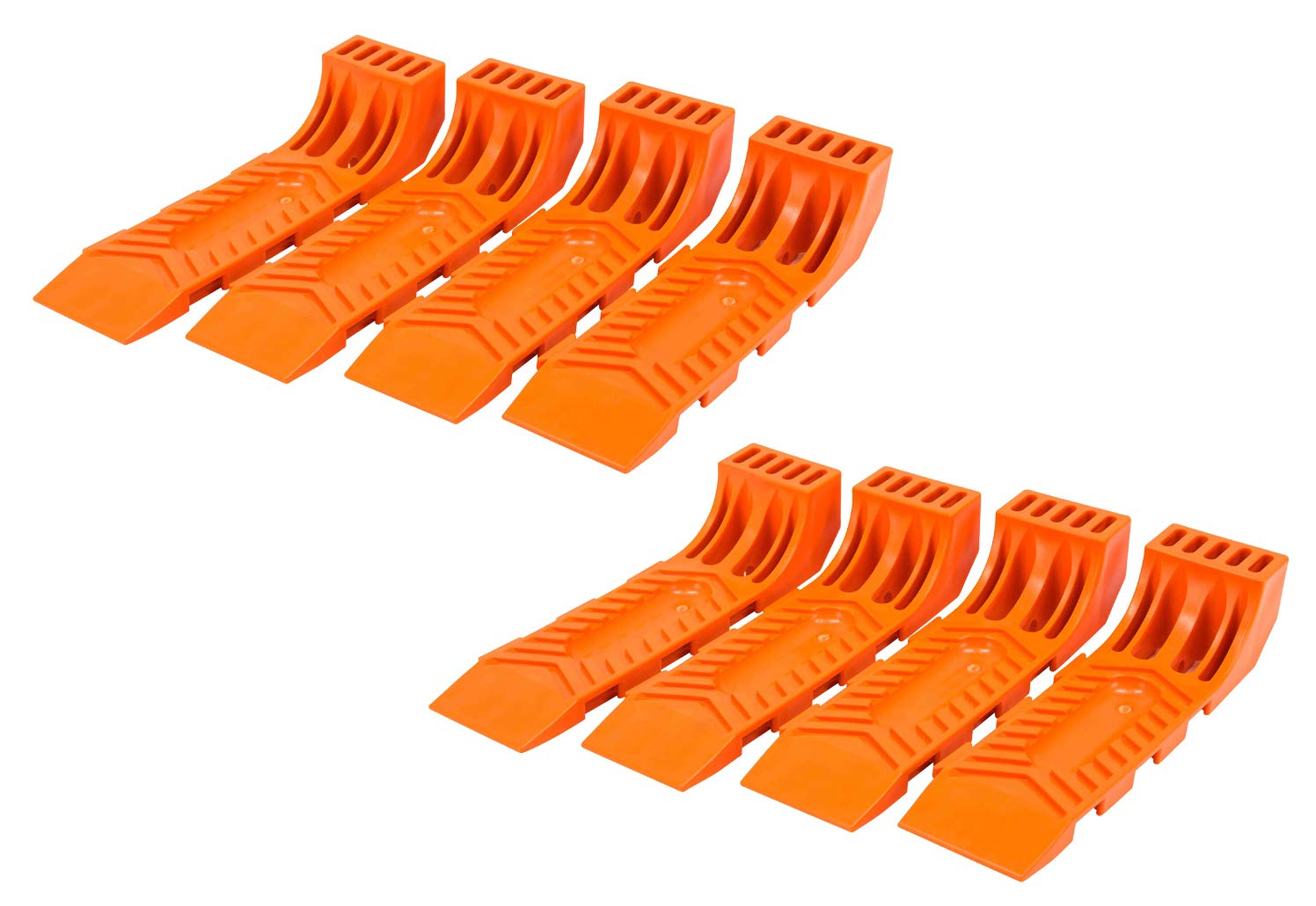 Mytee Products 8 Pack Interlocking Tire Skates for Tow Trucks & Wreckers - Heavy Duty Rollback Carrier Skates in Safety Orange - Perfect for Vehicle Transport & Auto Shop Safety