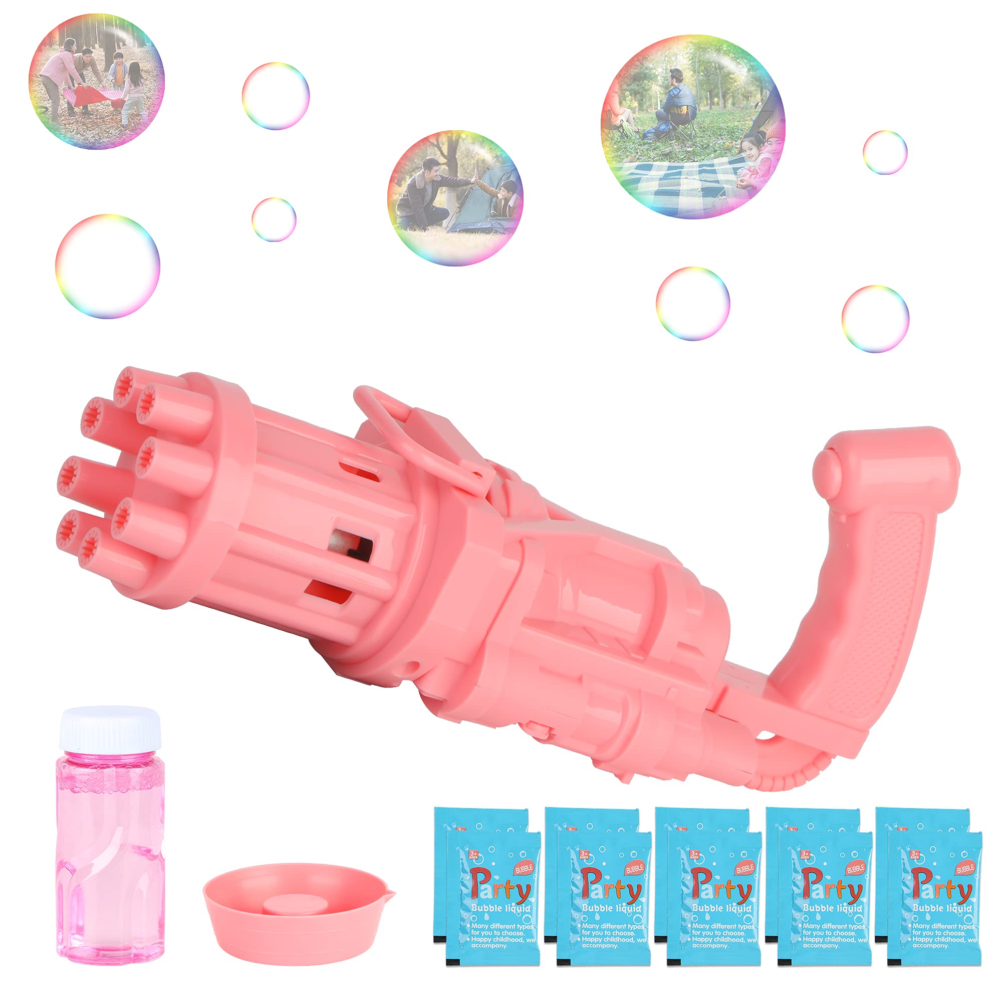 2021 Automatic Bubble Blower Machine for Kids - Fun Outdoor Bubble Maker Toy for Toddlers (Pink) | Perfect for Birthday Parties, Backyard Play & Summer Activities