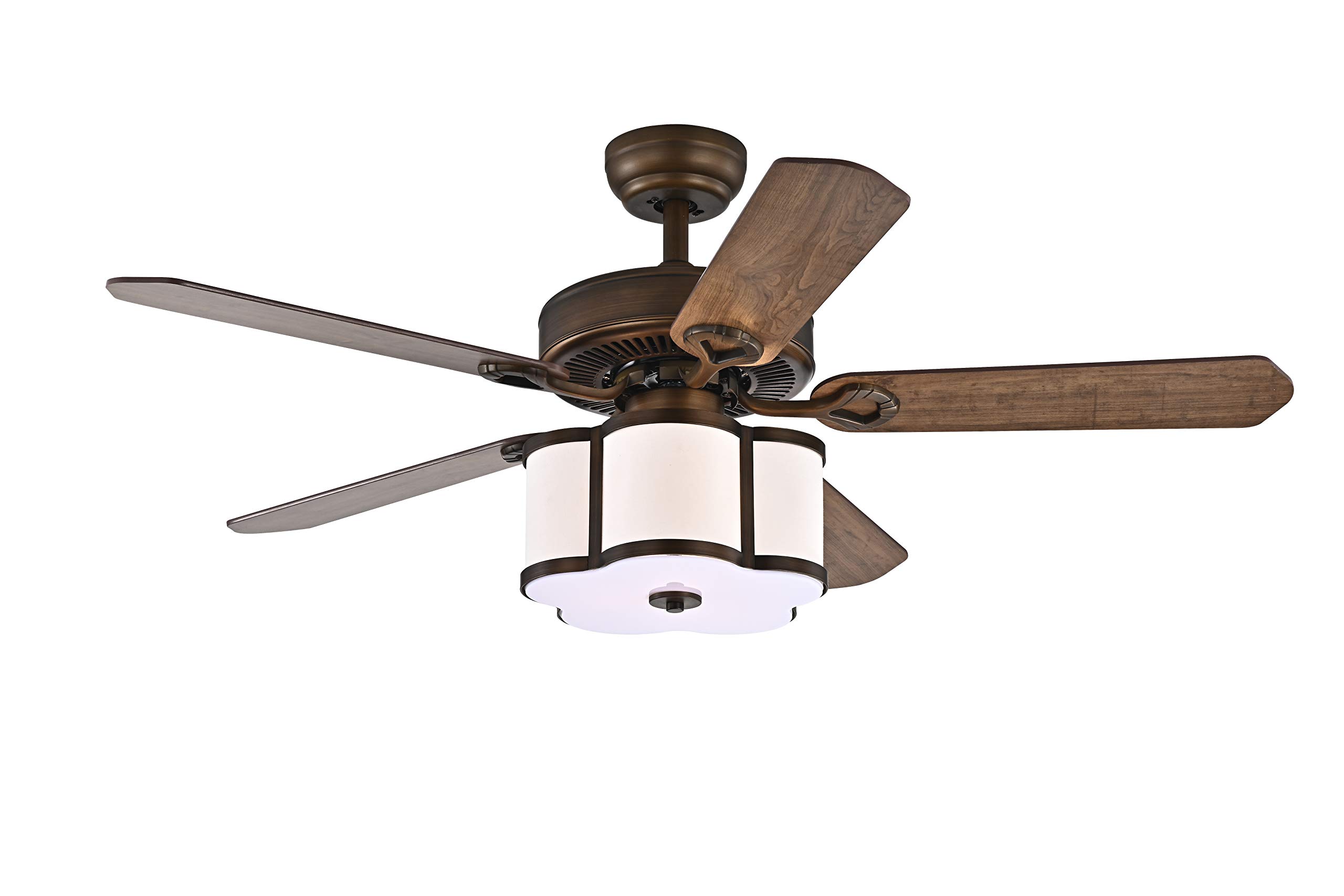 Tiffany Geloy 48 Inch 5 Blade Ceiling Fan with Satin Bronze Finish - Modern Low Profile Design for Bedroom, Living Room & Office (Indoor Use)
