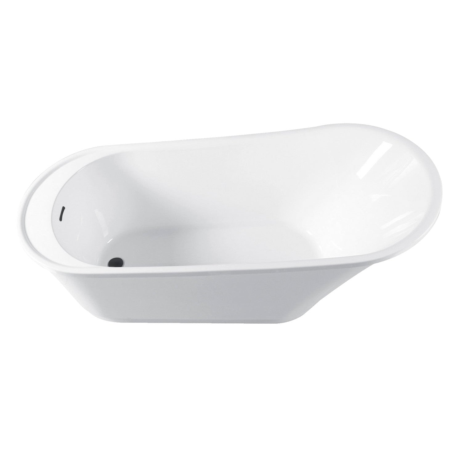 Aqua Eden 59-Inch Freestanding Acrylic Oval Bathtub - Glossy White & Matte Black Slipper Tub with Drain | Modern Soaking Tub for Spa-Like Relaxation in Master Bathroom