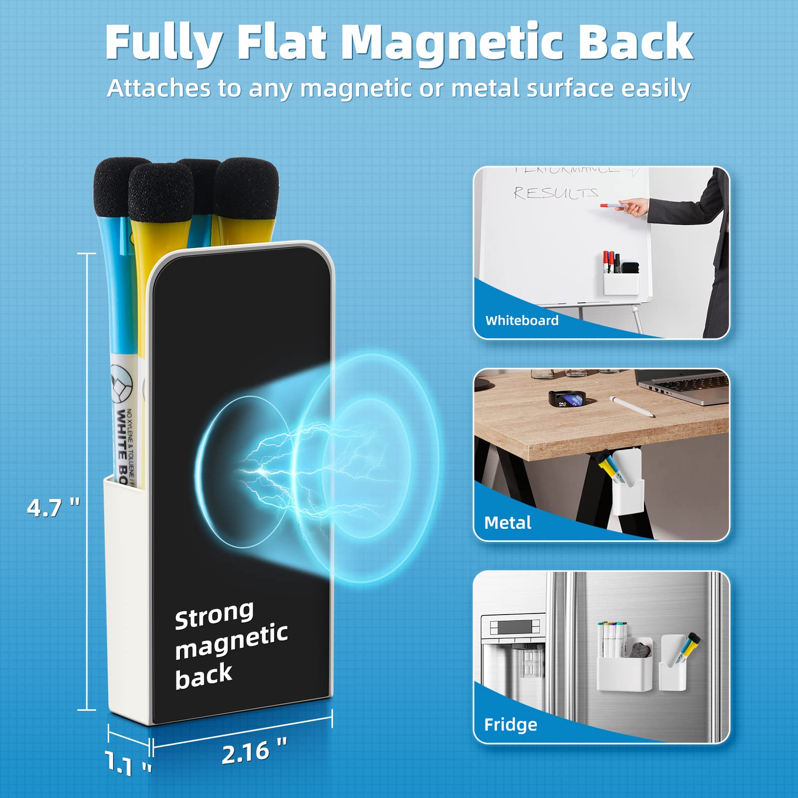 **Magnetic Dry Erase Marker Holder & Eraser Organizer - 2 Pack with Powerful Neodymium Magnets (4pcs) - Perfect for Whiteboards, Offices, Classrooms & Home Use**