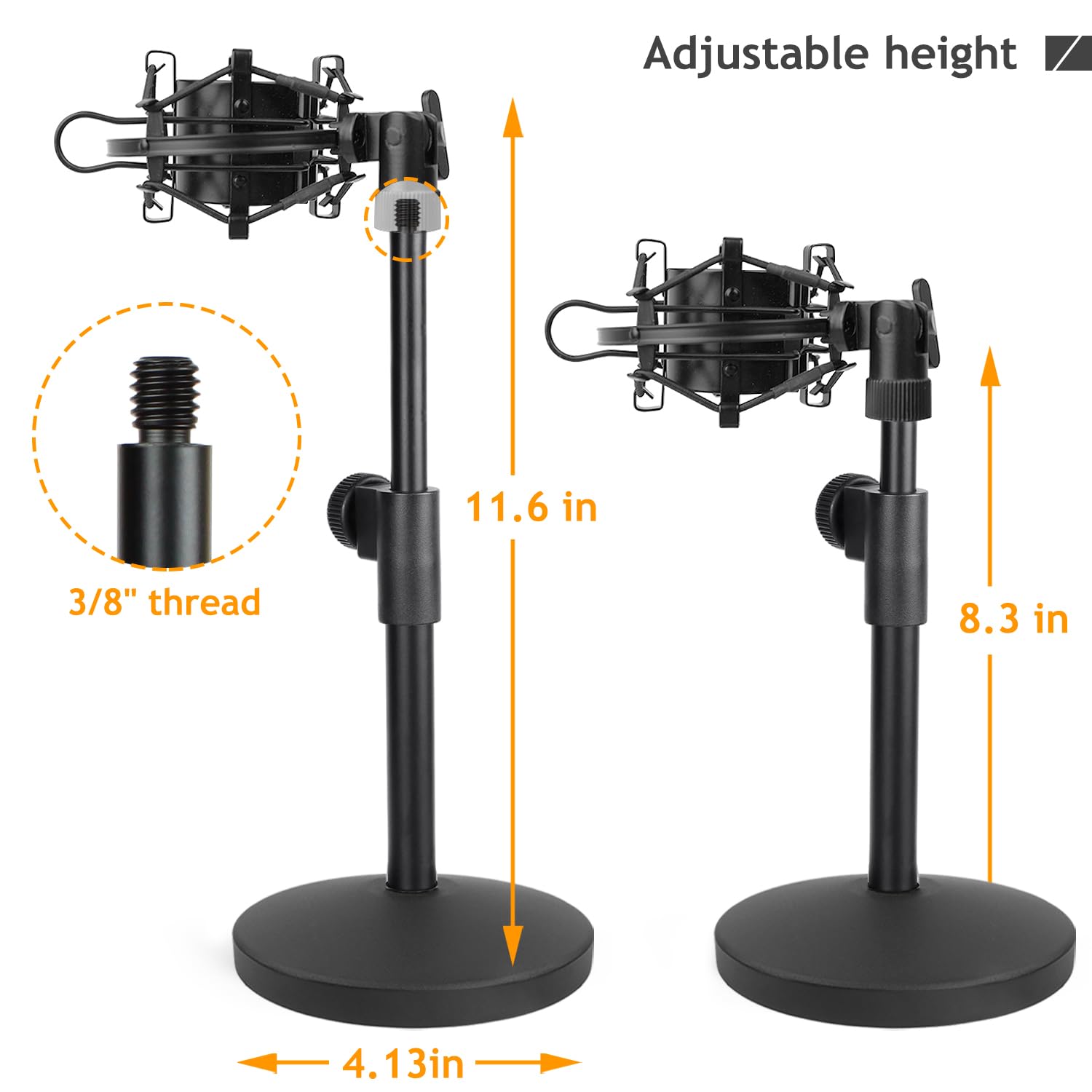 Premium Adjustable Metal Microphone Stand with Shock Mount - Compatible with Audio-Technica AT2020, AT2020USB+, AT2035, ATR2500x Condenser Mics | Studio & Home Recording Setup | Frgyee