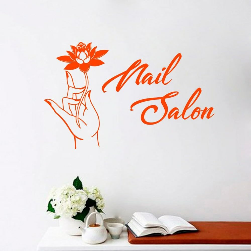 GADGETS WRAP Vinyl Wall Decal - Manicure Sign for Nail Salon Decor, Lotus Flower Hand Design - Perfect for Salon Walls, Spa Decor & Home Beauty Stations