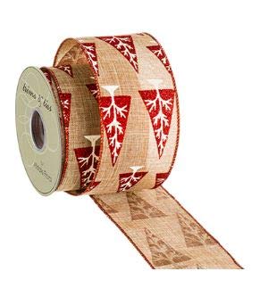 Burlap Linen Ribbon with Glittered Red and White Woven Design - Perfect for Gift Wrapping, Wedding Decorations, and DIY Crafts