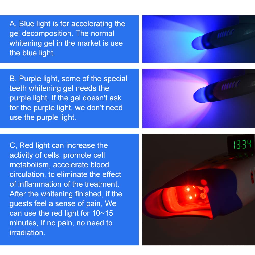 Professional Teeth Whitening Kit with LED Light - 36W Teeth Bleaching Machine, 3 Color Modes & Remote Control - Includes 10 LED Lights & Timer - Perfect for At-Home Teeth Whitening & Dental Care