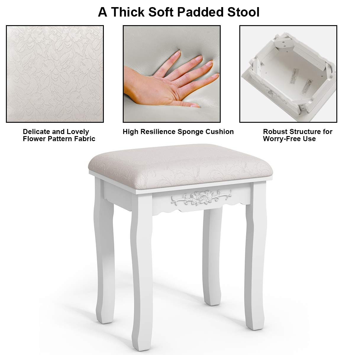 Modern White Vanity Table Set with 3 Drawers, Fan-Shaped Mirror & Cushioned Stool - Multifunctional Makeup Dressing Desk for Bedroom, Beauty Salon & Home Decor | Perfect for Daily Makeup, Skincare & Hair Styling