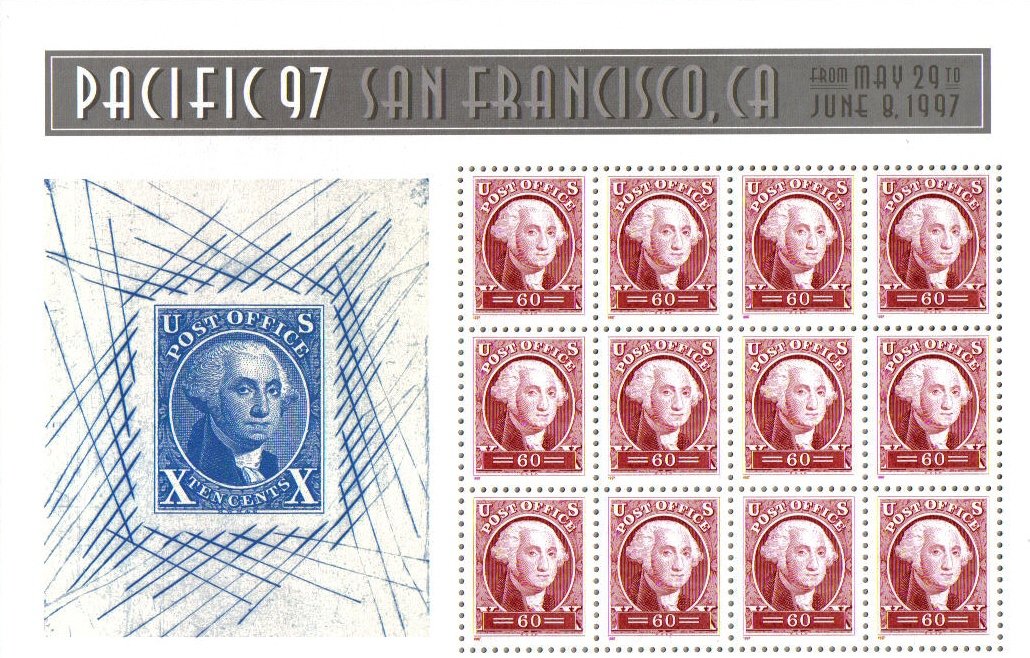 1997 George Washington Souvenir Sheet - 12x60c US Stamps for Collectors