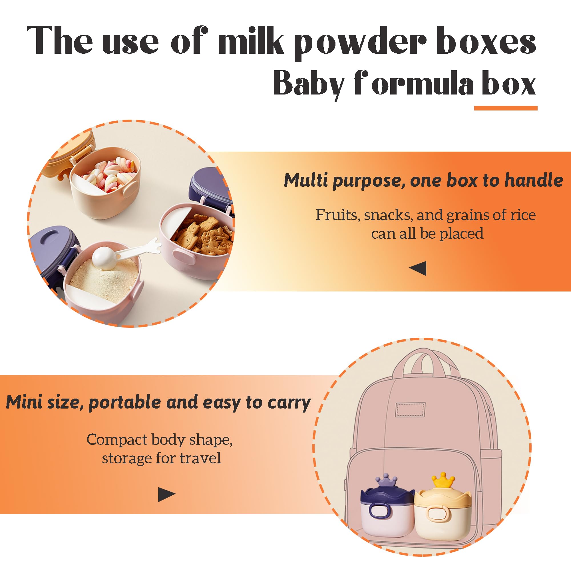 BUGMKCS Portable Baby Formula Dispenser with Carry Handle & Scoop - Travel-Friendly Milk Powder Container for Infants - Perfect for Outdoor Trips, Daycare & On-The-Go Feeding