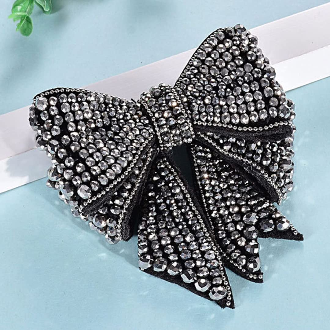 Tsangbaby Rhinestone Bow Shoe Clips - Removable Crystal Shoe Accessories for Women & Girls (2 Pcs) - Elegant Shoe Buckle Decor for Parties, Weddings & Special Occasions