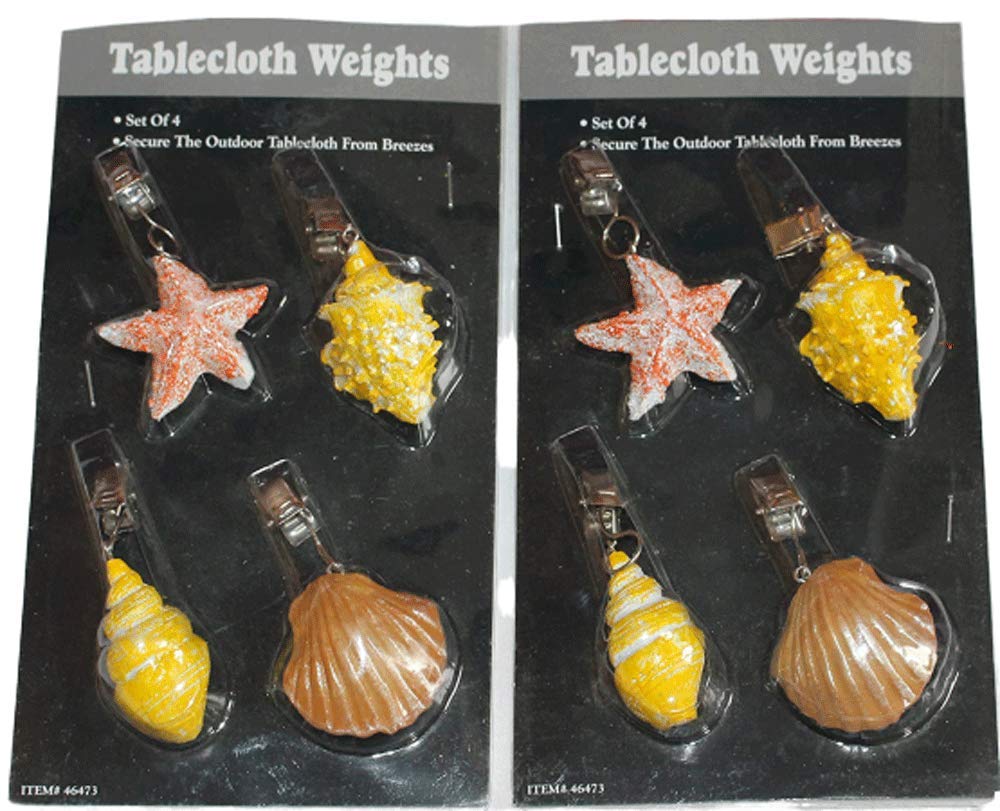Premium Seashell Tablecloth Weights - Set of 8 Decorative Beach-Themed Cloth Holders for Outdoor Dining, Picnics, and Patio Parties