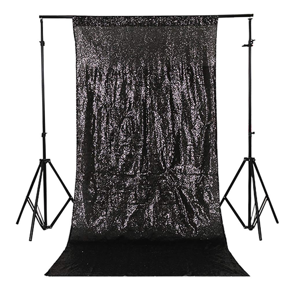 TRLYC 3Ft 7Ft Black Sequin Photography Backdrop - Elegant Wedding & Party Background for Photo Booth, Birthday Celebrations, and Special Events