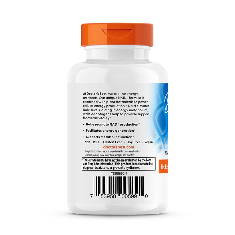 Doctor's Best NMN Complex Supplement - 500mg Nicotinamide Mononucleotide for Anti-Aging & Cellular Energy - Supports Healthy Metabolism & Longevity - Daily Wellness Supplement for Men & Women