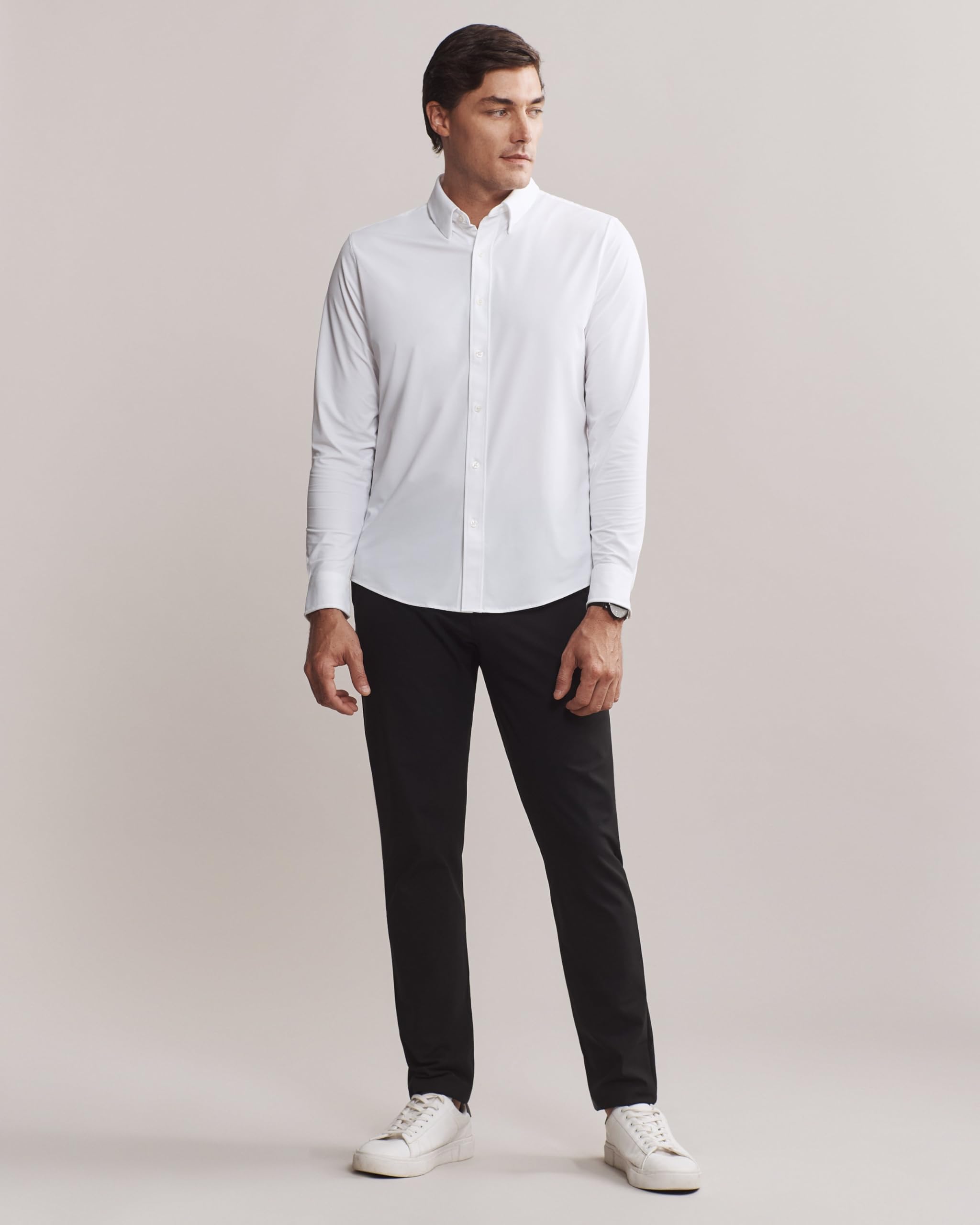 Rhone Men's Commuter Performance Dress Shirt - Wrinkle Resistant, Machine Washable, Classic Fit for Office & Business Travel | Professional Work Attire & Formal Occasions