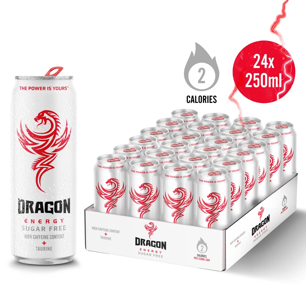 Dragon Energy Drink - 24 Pack of 250ml Cans - Boost Energy & Focus for Workouts, Gaming & Study | Refreshing & Delicious Flavors