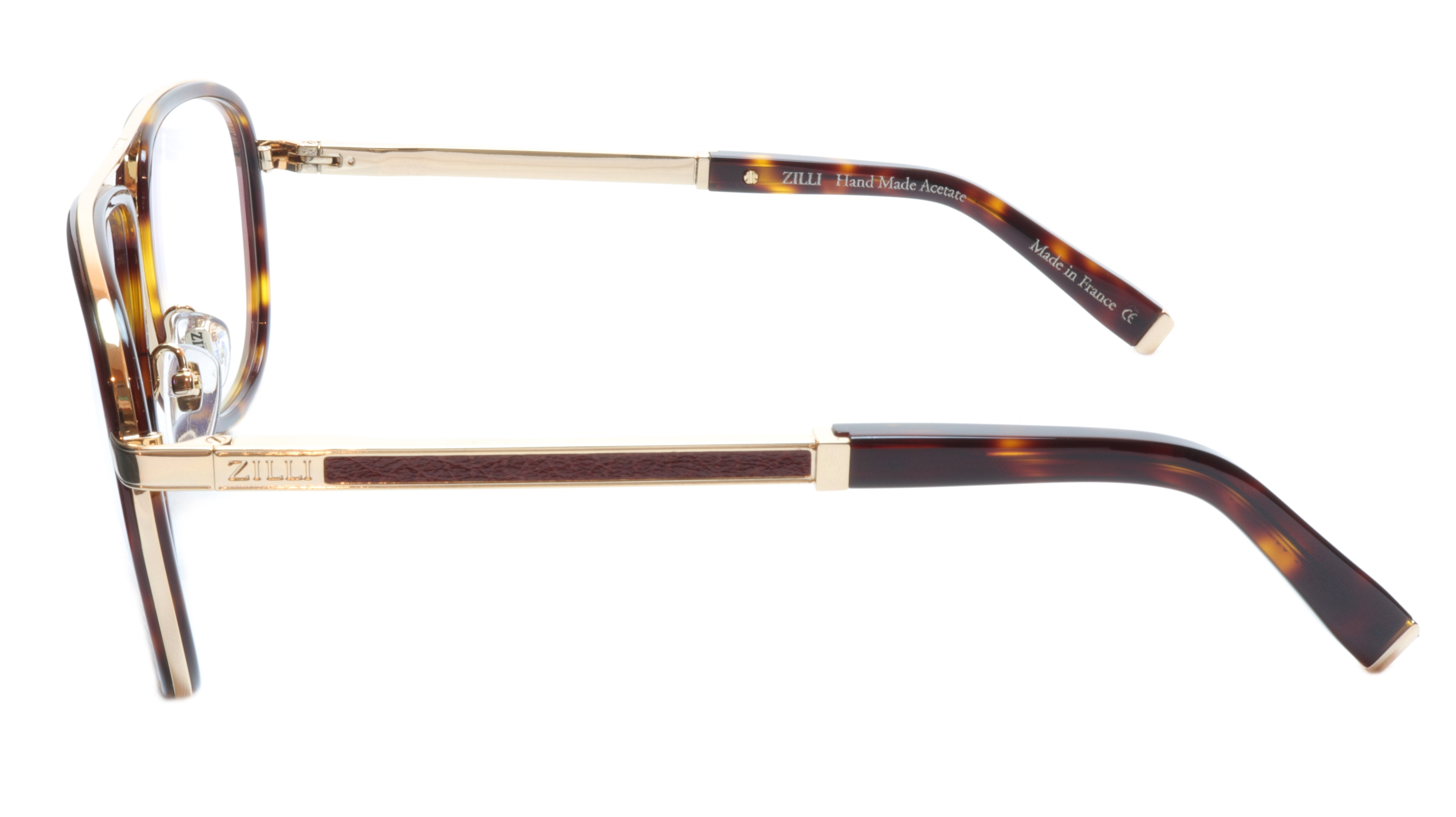 ZILLI Titanium Acetate Eyeglass Frames - Gold Scale Design - Made in France - Model ZI 60020 C02 - Perfect for Business & Formal Occasions