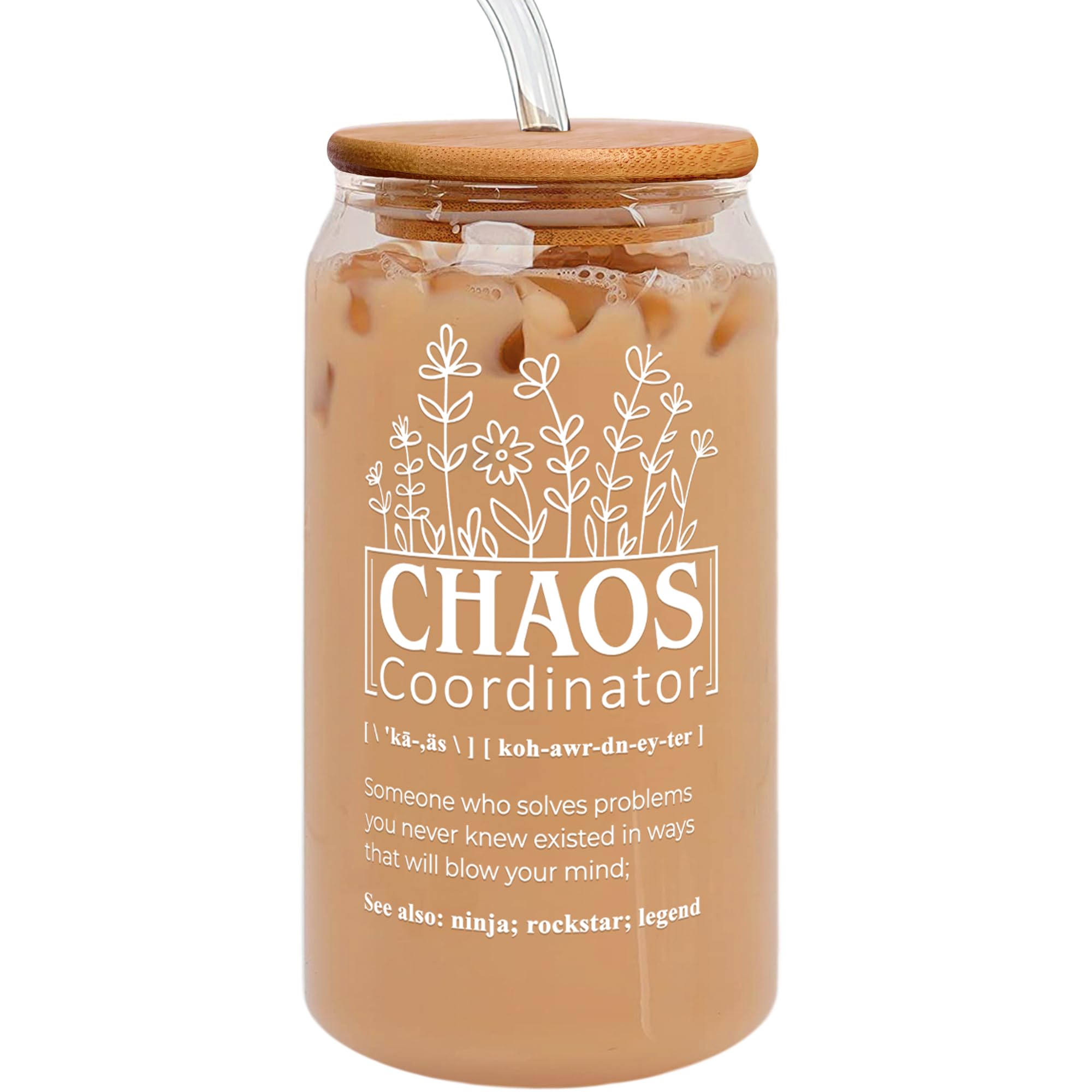 Chaos Coordinator Gifts for Women - 16oz Insulated Tumbler Cup for Coworkers, Boss, Teacher, Nurse & Mom - Perfect Thank You, Birthday & Valentine's Day Present - Great for Office Use, Coffee Drinking & Daily Hydration