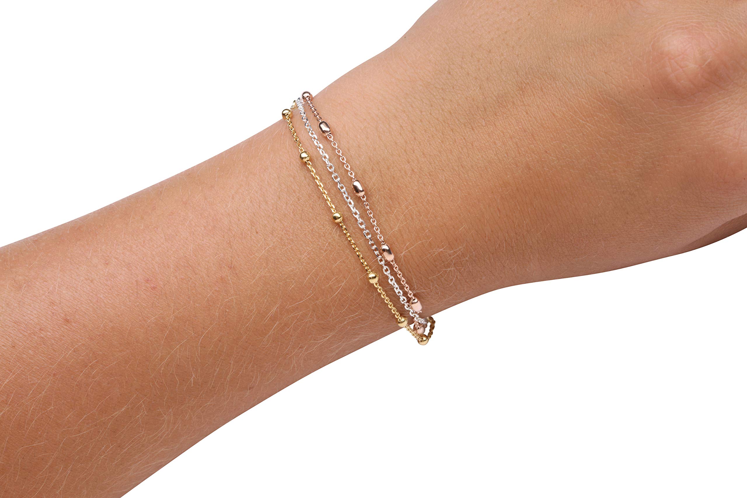 Cherished Moments Sterling Silver & Gold Plated Adjustable Stackable Bolo Bracelets for Women & Teens (6