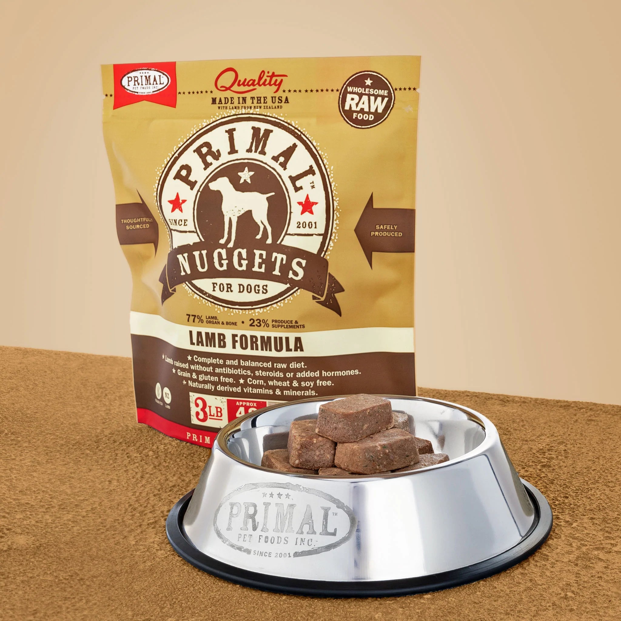 Primal Raw Frozen Nuggets Lamb Formula Dog Food - Grain-Free, High-Protein Freeze-Dried Treats for Dogs - Perfect for Training, Snacking & Mealtime Toppers