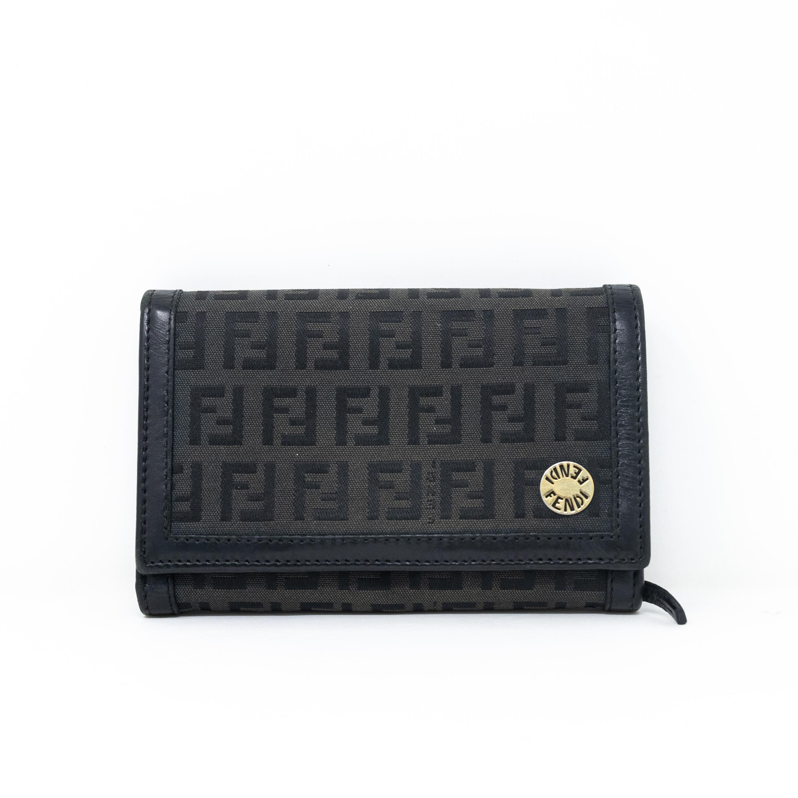 Fendi Black Zucchino Leather Wallet for Women - Luxury Designer Bifold Wallet with Coin Pocket - Perfect for Everyday Use, Travel & Gift Giving