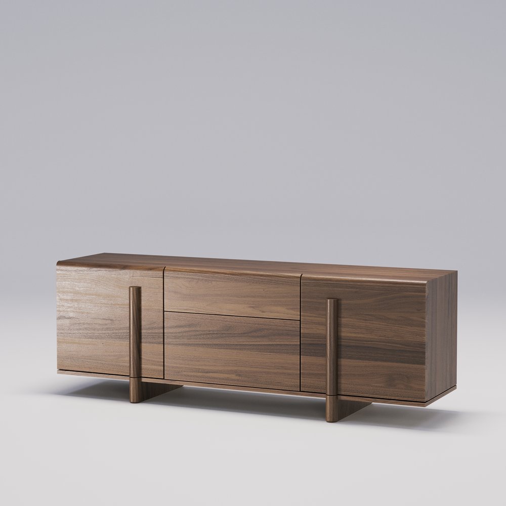 BRUTALIST Mid-Century Modern Sideboard Buffet Cabinet - Solid Wood Storage for Dining Room, Living Room & Entryway | Stylish & Functional Home Decor