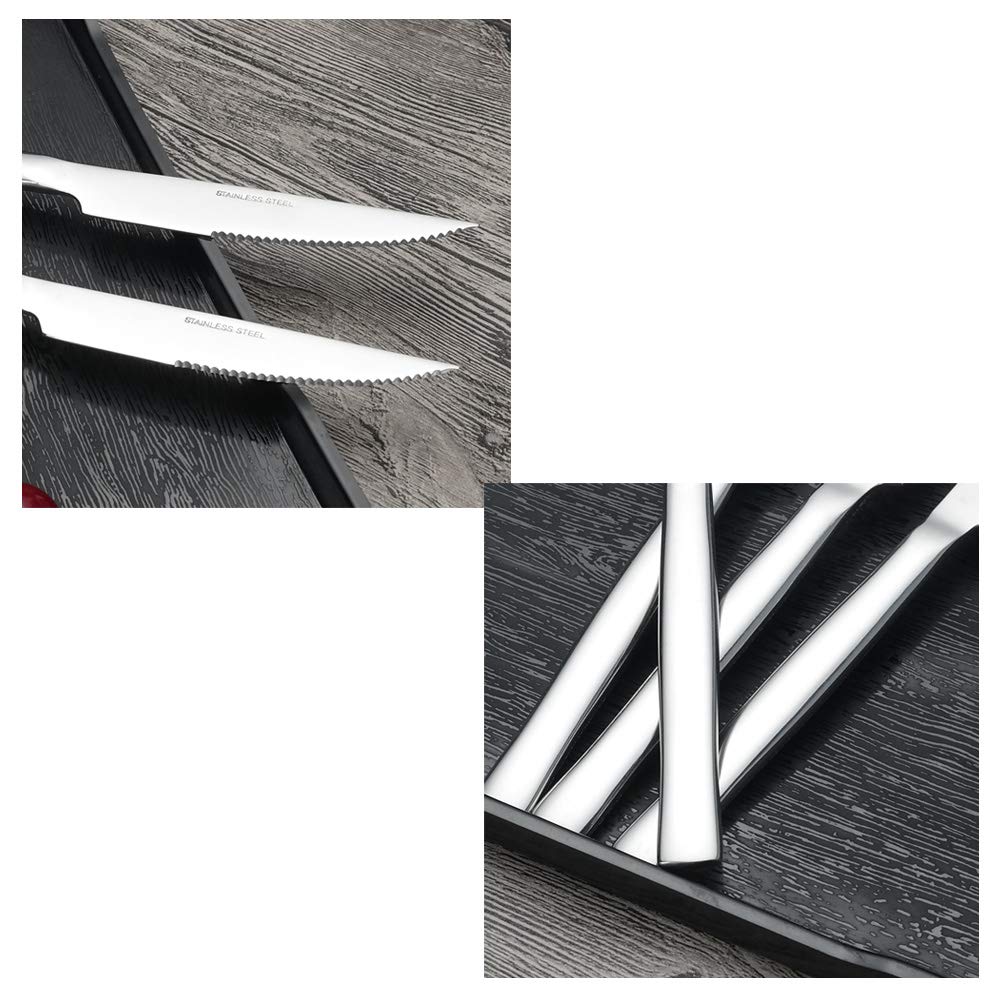 Idotry 6-Piece Stainless Steel Steak Knives Set - Sharp Kitchen & Dinner Knives for Steak, Meat, BBQ & Fine Dining - Dishwasher Safe & Rust Resistant