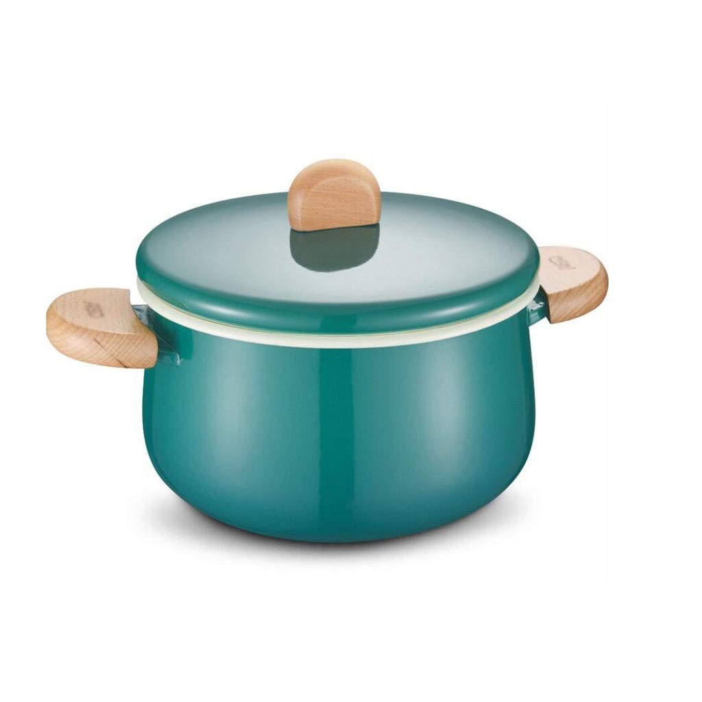LUYIYI 20cm Enamel Milk Pot - Non-Toxic, Chemical-Free Coating, Retro Green Soup & Stew Pot for Baby Food & Gas Stove - Perfect for Cooking, Simmering & Serving Soups, Stews & Baby Meals