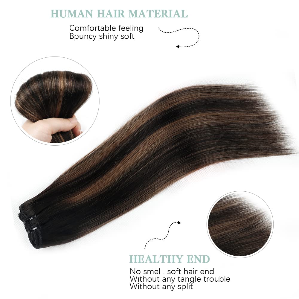 Premium 8-Piece Clip-In Hair Extensions for Women – 100% Brazilian Virgin Human Hair, Straight Remy Hair with 18 Clips & Double Lace Weft (120g, 24inch, #1B/6/1B) – Perfect for Daily Styling, Parties, Weddings & Special Occasions