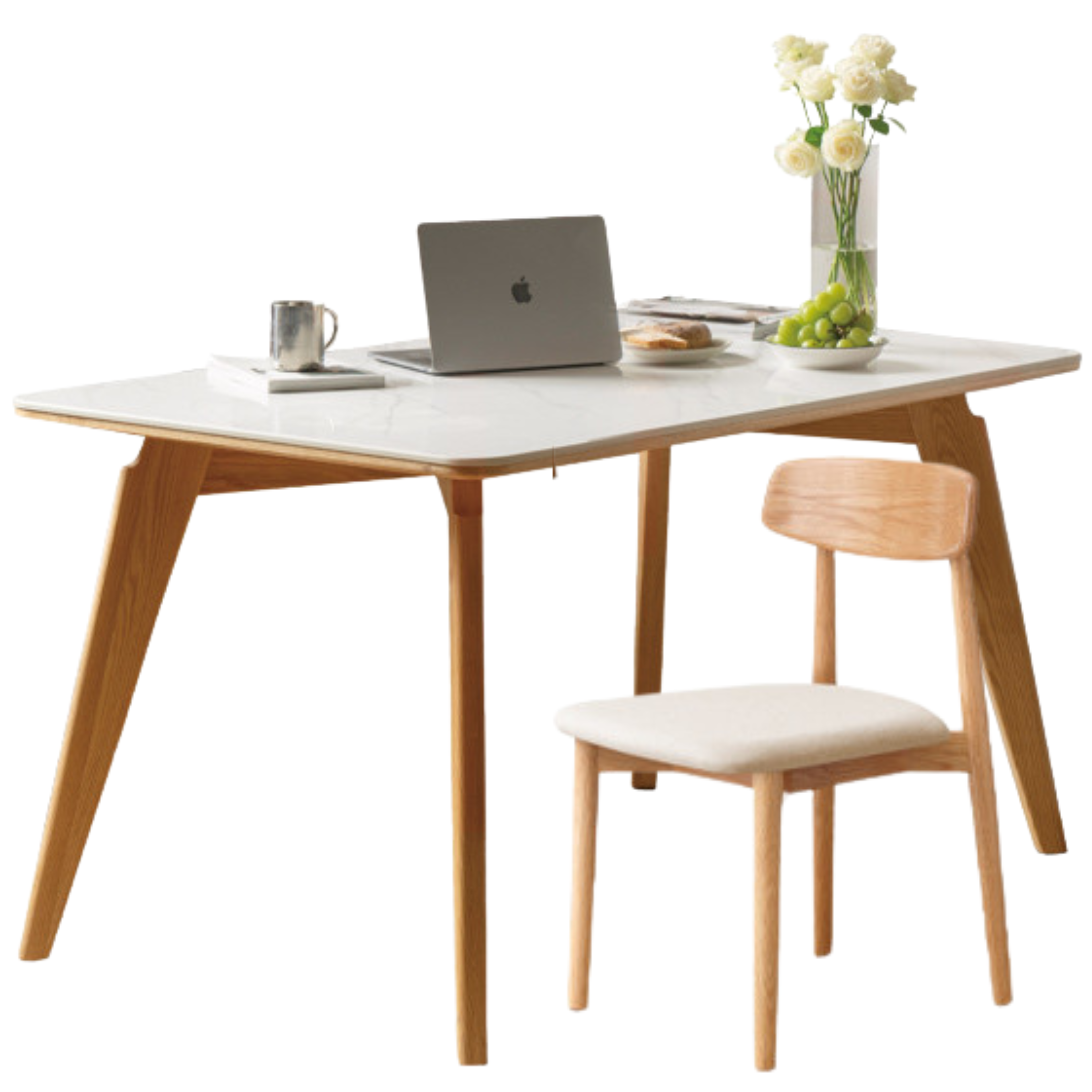 Solid Oak Wood Modern Rocking Dining Table - Perfect for Farmhouse, Rustic & Contemporary Dining Rooms