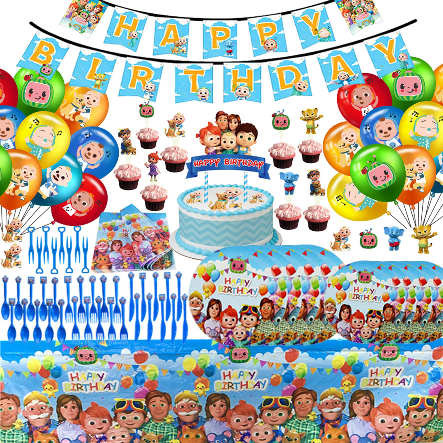 Cute Cartoon Watermelon Party Supplies Set - 20-Piece Birthday Party Decorations Kit with Plates, Banner, Napkins, Utensils, Tablecloth, Cake Topper & Balloons for Kids | Perfect for Summer BBQs, Baby Showers & Backyard Birthday Celebrations