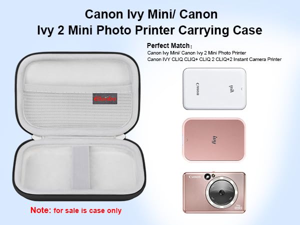 Elonbo Carrying Case for Canon Ivy 2 Mini & Ivy Mini Photo Printer - Portable Bluetooth Instant Camera Travel Storage Bag with Mesh Pocket for Photo Paper & Cables (Black) - Perfect for Travel, Parties & Home Organization