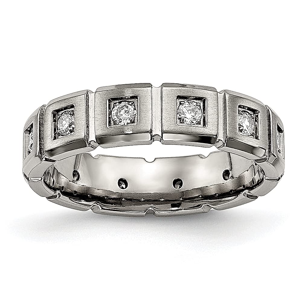 ICE CARATS Titanium 5mm Cubic Zirconia CZ Band Ring - Men's Wedding Jewelry, Fashion Gift for Dad, Husband & Him - Perfect for Anniversaries, Engagements & Special Occasions