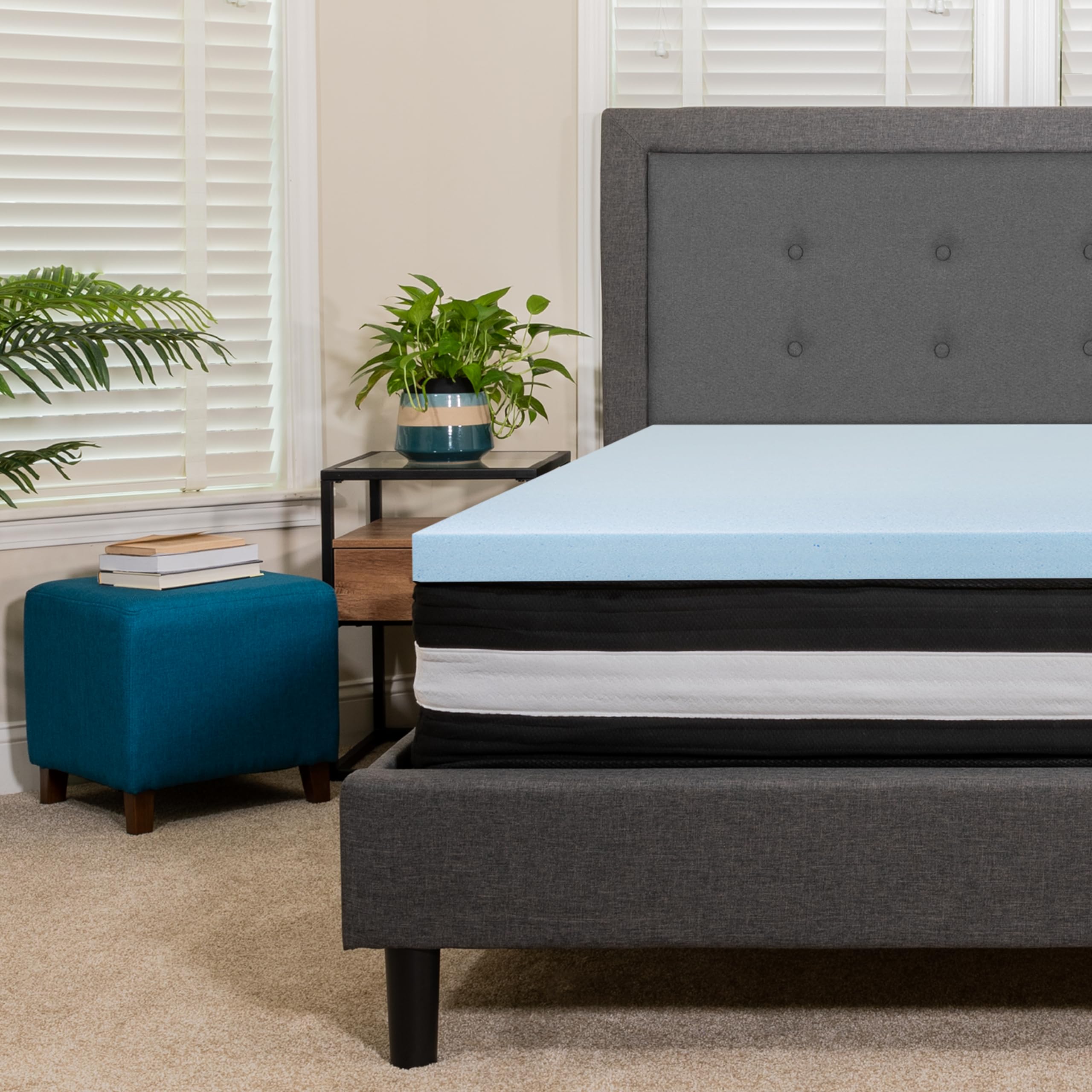 10 Inch CertiPUR-US Certified Foam Pocket Spring Mattress with 2 Inch Gel Memory Foam Topper - Queen Size, Medium Firm, Breathable & Motion Isolation - Perfect for Back Pain Relief, Guest Rooms & Small Apartments