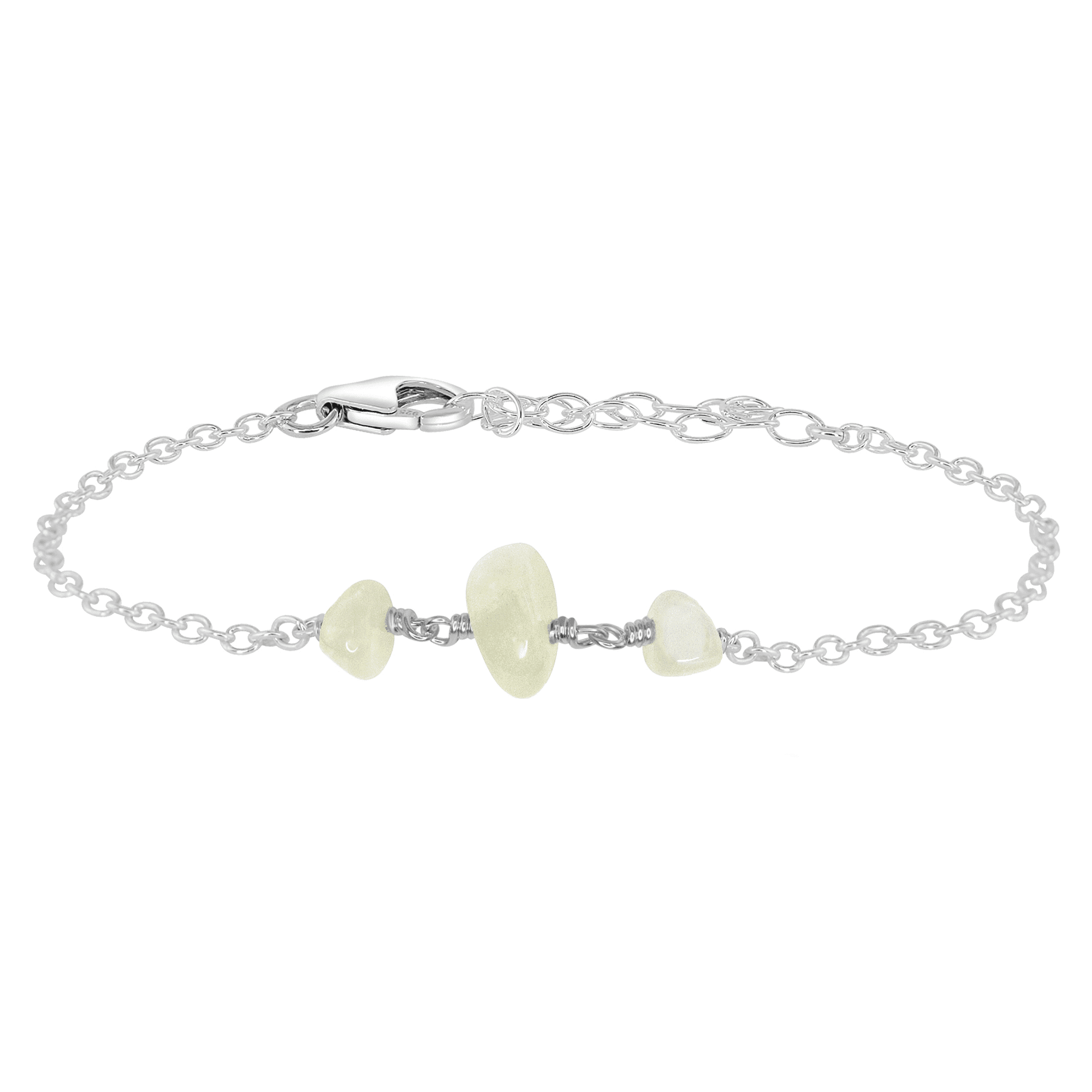Elegant White Moonstone Beaded Chain Bracelet for Women | Healing Crystal Jewelry | Perfect for Yoga, Meditation & Boho Fashion
