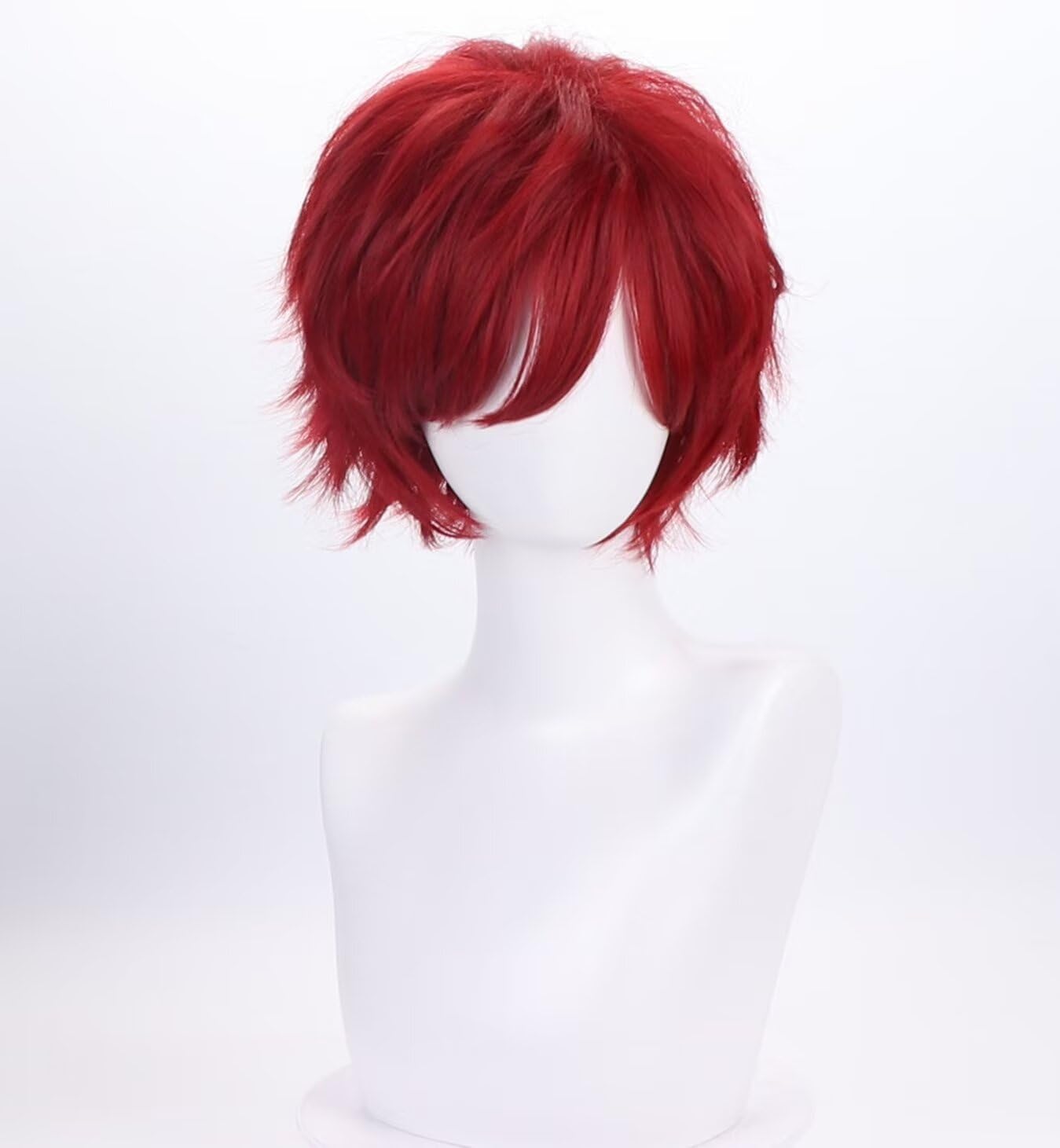 Dark Red Short Cosplay Wig for Halloween - Heat Resistant Synthetic Hair, Natural Fluffy Unisex Costume Wig for Cosplay, Anime, Parties & Themed Events