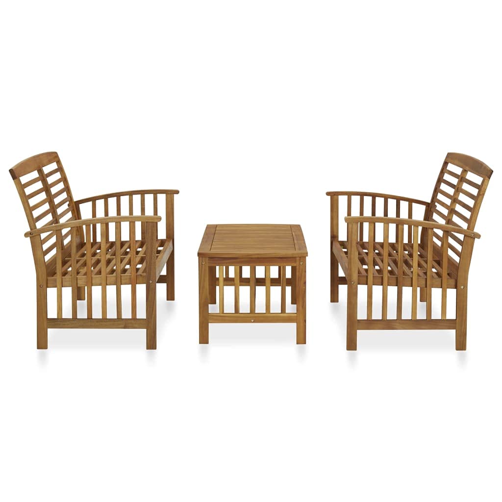 3-Piece Acacia Wood Patio Furniture Set - Outdoor Garden Lounge Sectional Sofa with Seat Cushions & Coffee Table - Perfect for Backyard, Poolside, and Deck Relaxation