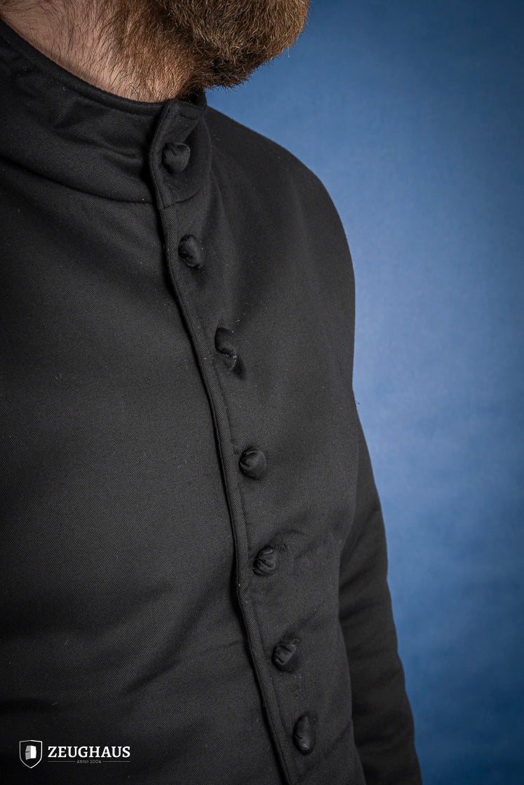 Black Arming Doublet - Medieval Renaissance LARP Costume for Cosplay & Historical Reenactment