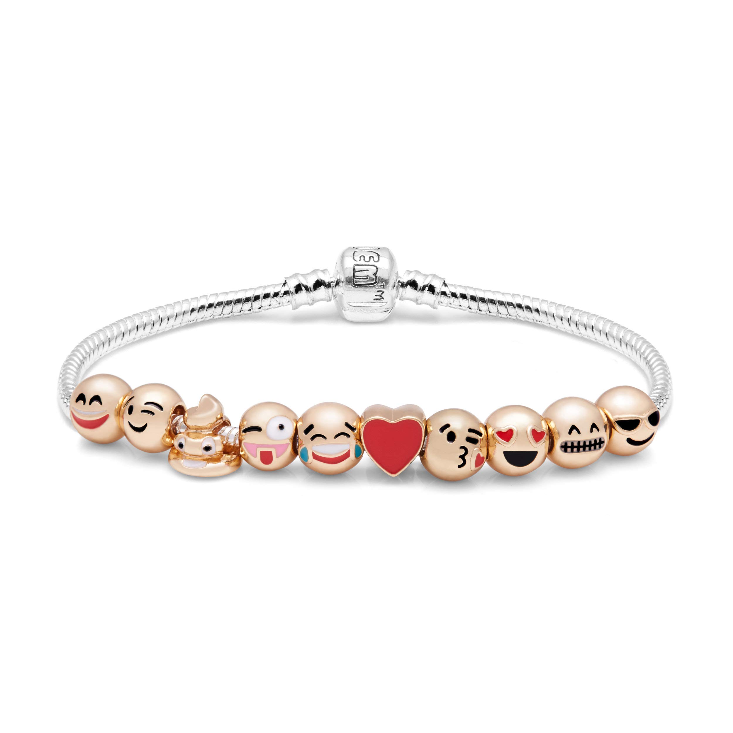 18K Gold Plated Emoji Charm Bracelet for Women - Trendy Dainty Jewelry Gift for Her - Perfect for Birthdays, Anniversaries & Everyday Wear