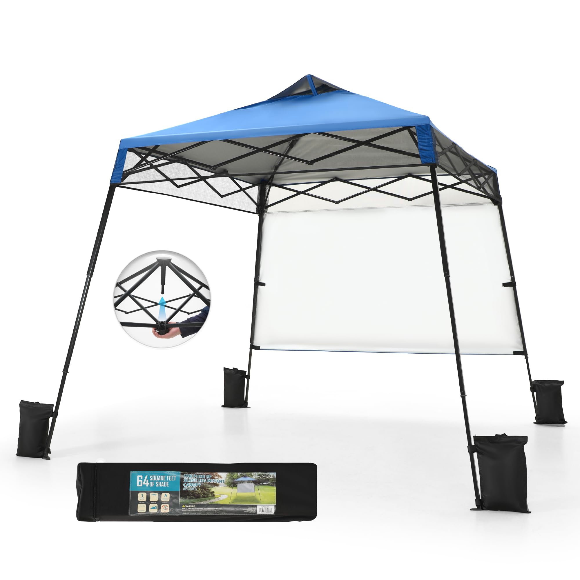 MFSTUDIO 10x10 Pop Up Canopy Tent - Waterproof Outdoor Gazebo with Sidewall, Portable Sun Shelter for Beach, Camping, Backyard Parties, Picnics & Tailgating - Light Blue Patio Canopy for Instant Shade & Rain Protection