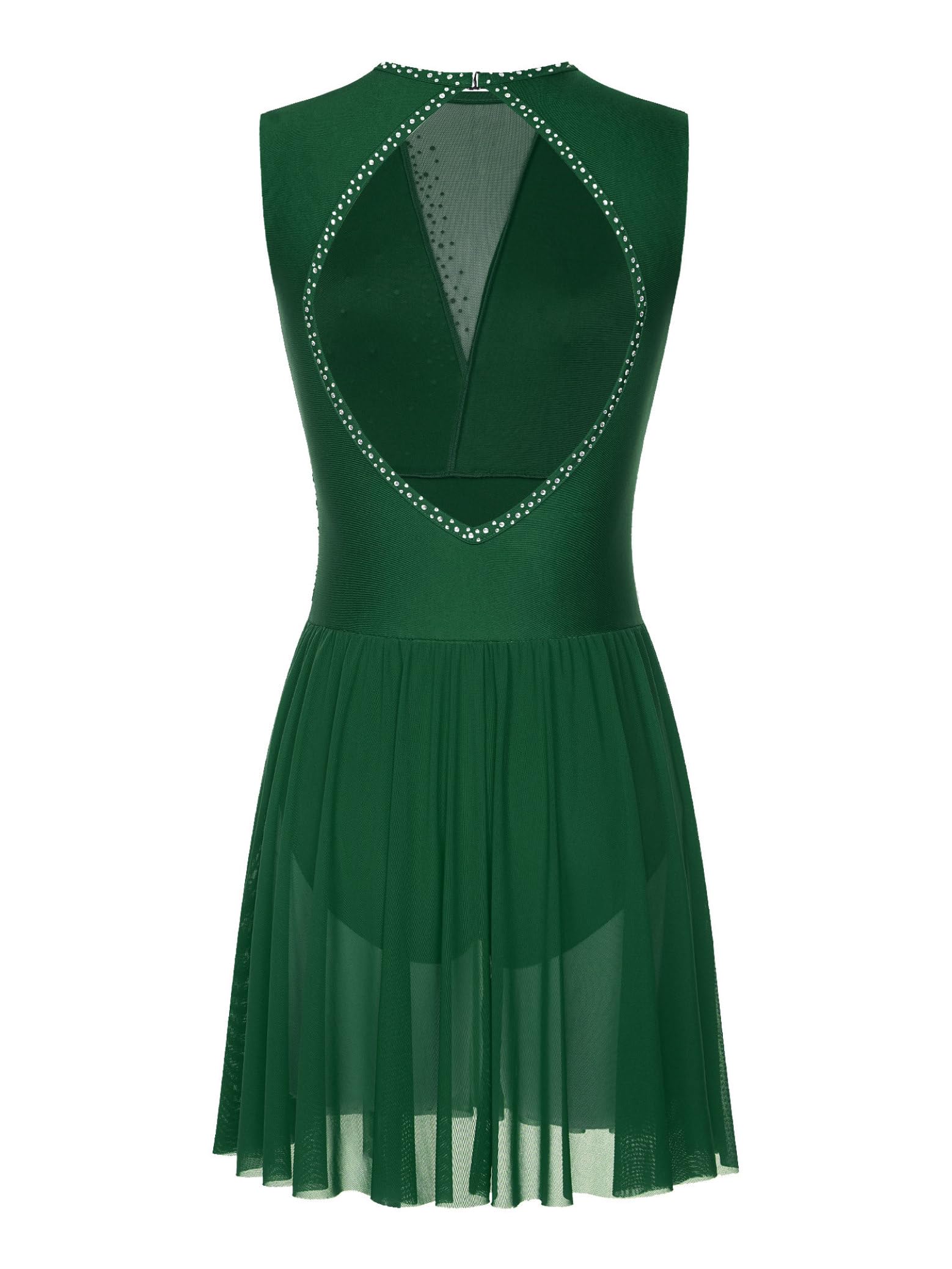 Elegant Lyrical Dance Dress for Women - Sparkling Rhinestone Figure Skating Dress, Sleeveless Ballet Dancewear - Perfect for Performances, Competitions & Recitals