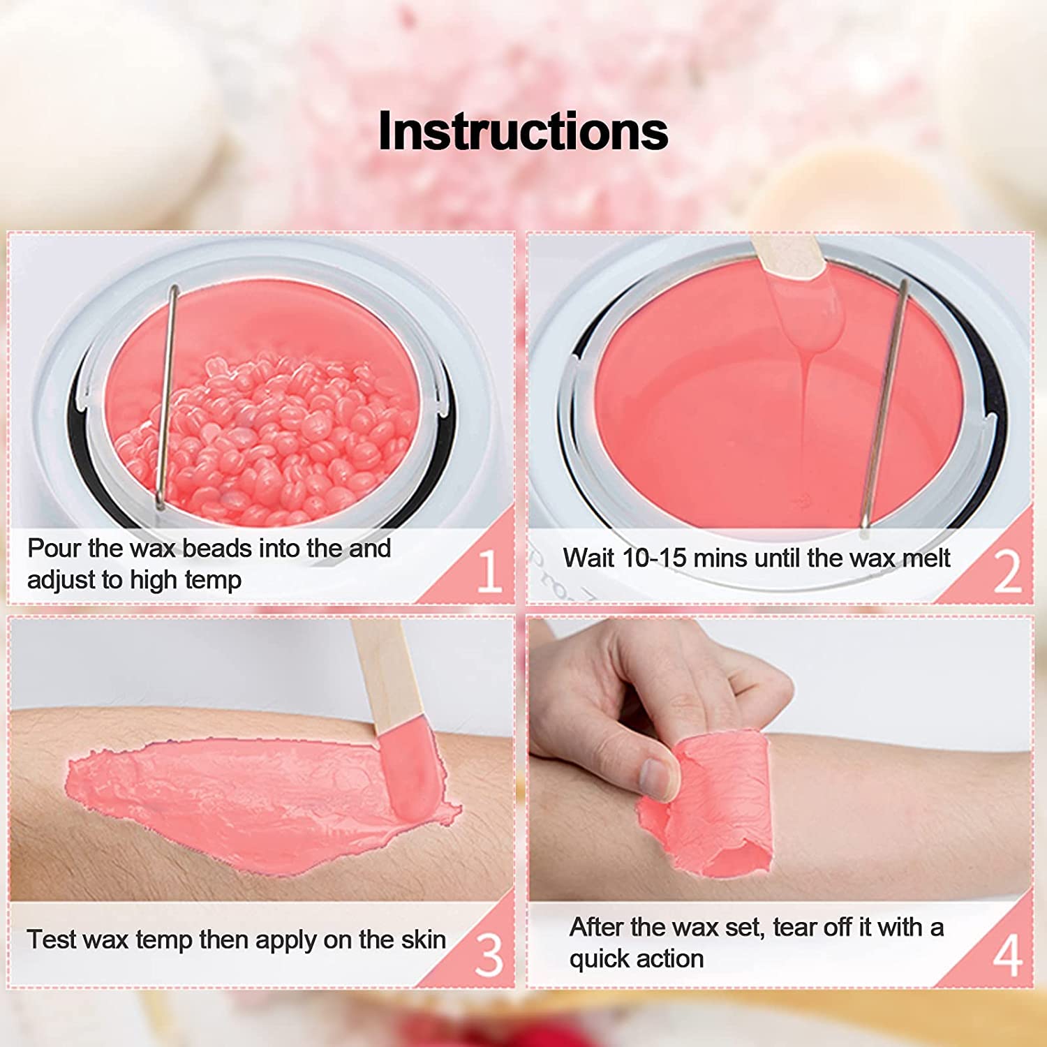 TopFinder® Hard Wax Beans for Hair Removal - Sensitive Skin Friendly, Peelable Waxing Beads for Face, Legs, Chest, Back & Bikini Area - Hot Wax Pearl Beads for Men & Women - 100g - Perfect for At-Home Salon & Professional Use